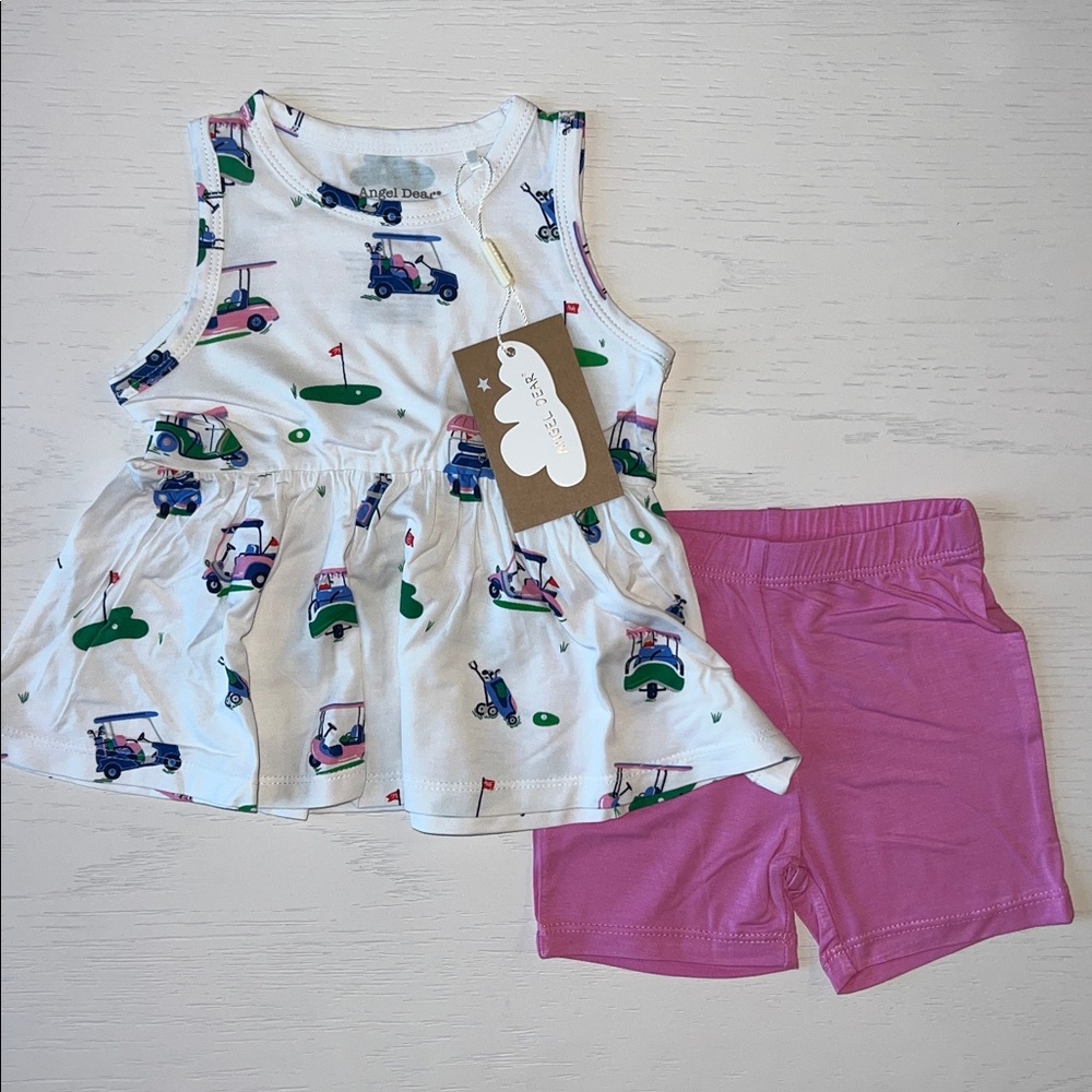Angel Dear Peplum Tank Top Shorts Set Golf Pink 6-12 months